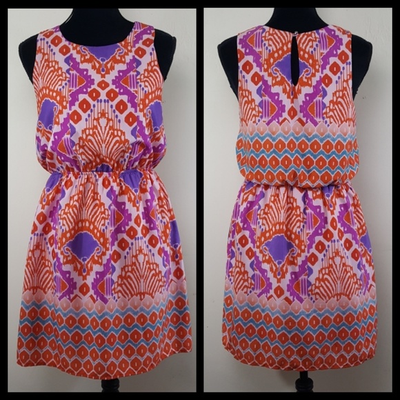 Francesca's Geometric Print Sleeveless Dress Sz M - Picture 8 of 8